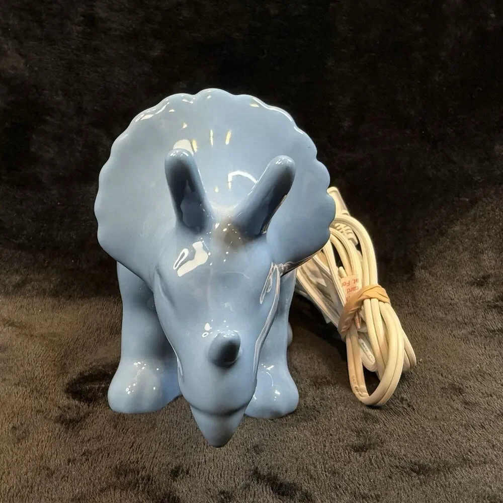 Dinosaur Triceratops Night Light Blue Desk Lamp Decor Plug In Children’s Bedside